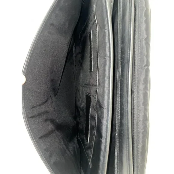 COACH F06455 THOMPSON BLACK LEATHER W/SILVR BRIEF BRIEFCASE LAPTOP